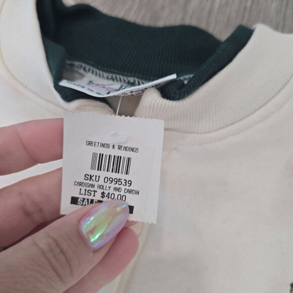 Artisans NWT L/XL Cardinal Embroidered Cream Button-Up Sweater made in the USA - Picture 7 of 8